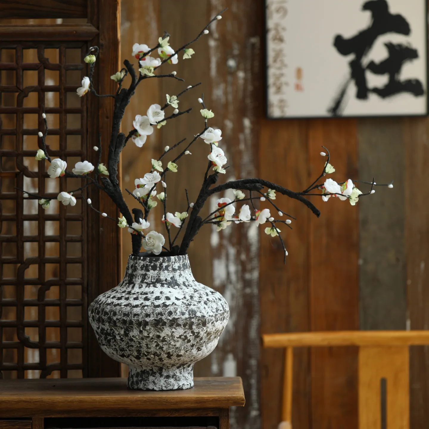 Jingdezhen New Chinese Retro Zen Ceramic Vase Wabi Sabi Wind Flower Device Home Hotel Homestay Decoration