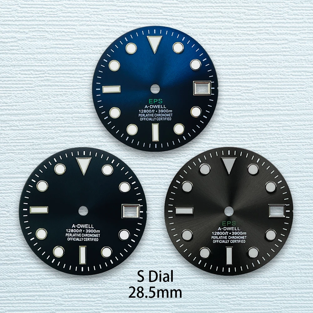

28.5mm S Logo SUB Dial Fit NH35/NH36/4R/7S Japanese Movement Green Luminous High-Quality Watch Modified Accessories