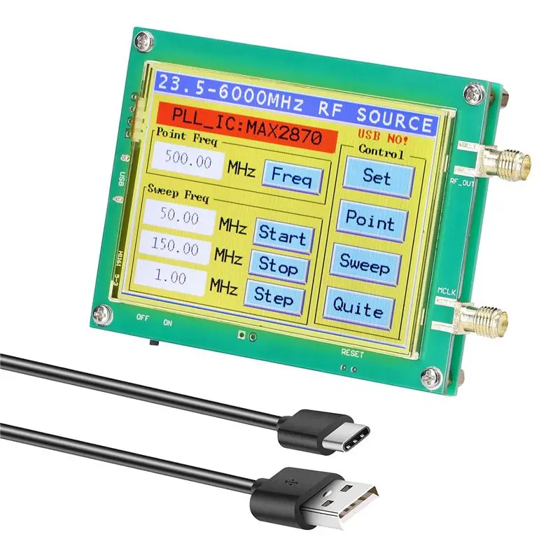 M05K MAX2870 23.5-6000MHz Signal Generator 0.5PPM Low Noise Signal Source Touchable Screen PC Software Control PLL VCO