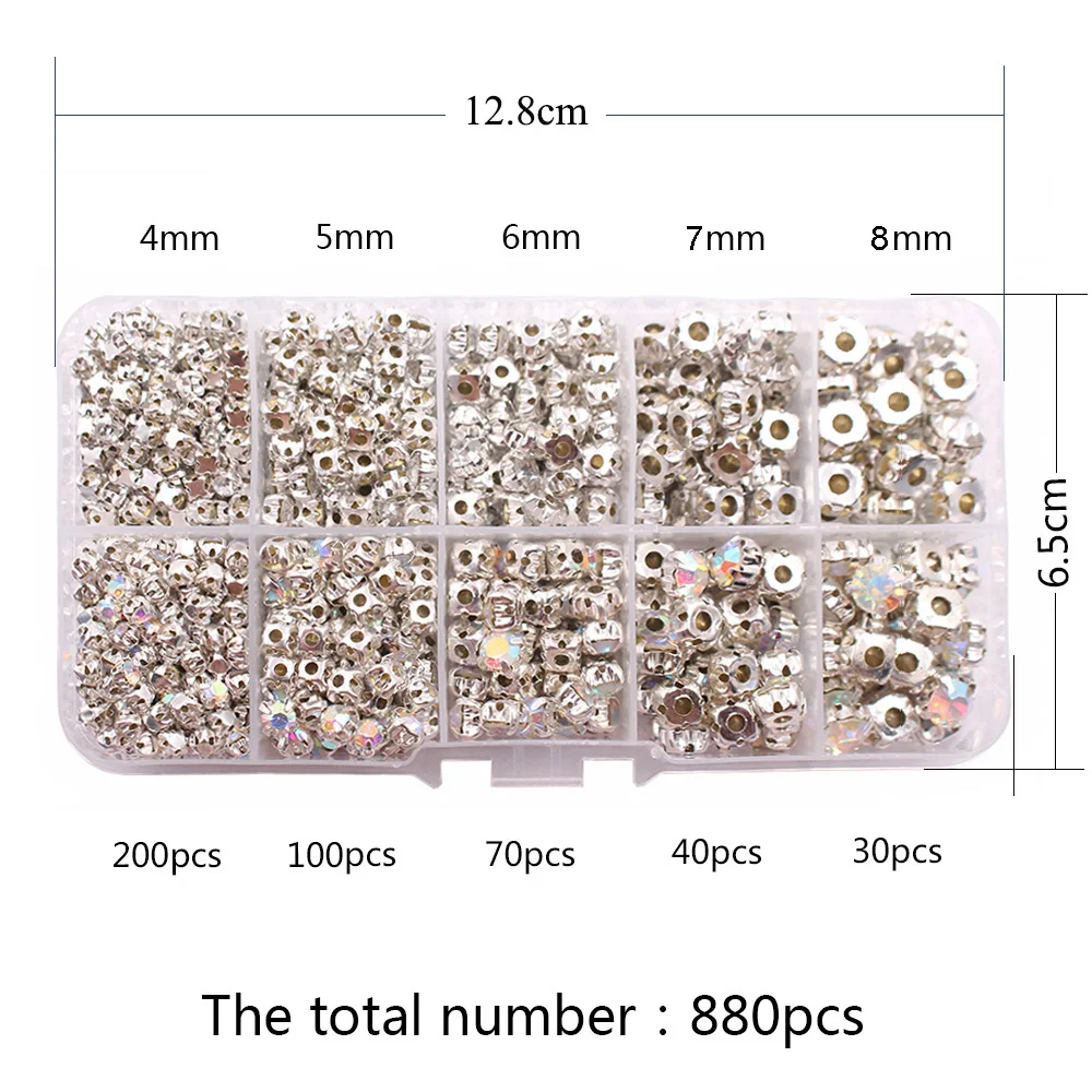 4mm-8mm Gold And Silver Claw Cup Rhinestones Flatback Crystals Stones Trim Sew On Rhinestones for Clothes Sewing Accessories