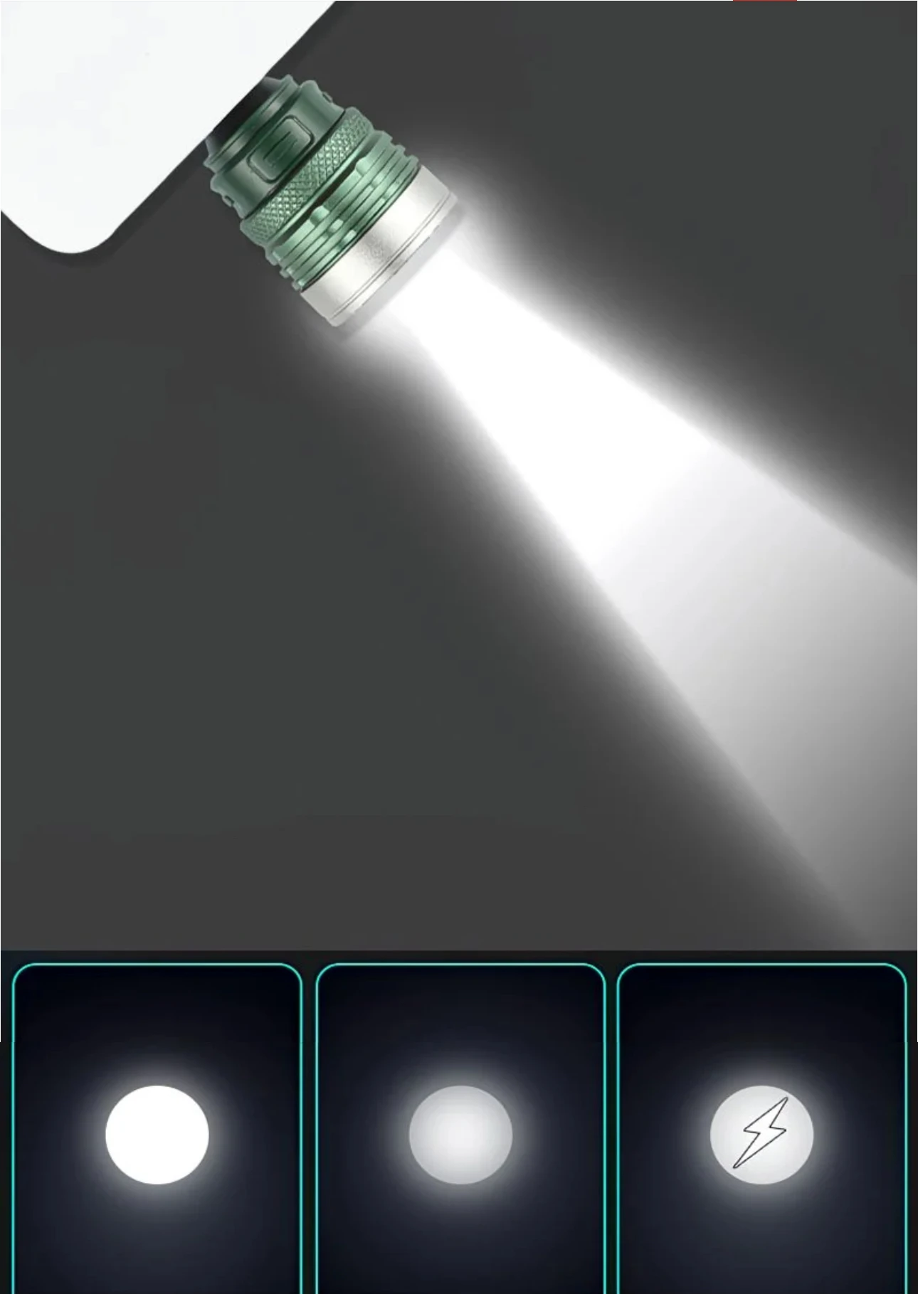 USB Flashlight, Dual Light Sources Mini Flashlight Portable Circle Pocket Flashlights, Rotating Focusing Indoor Outdoor Home
