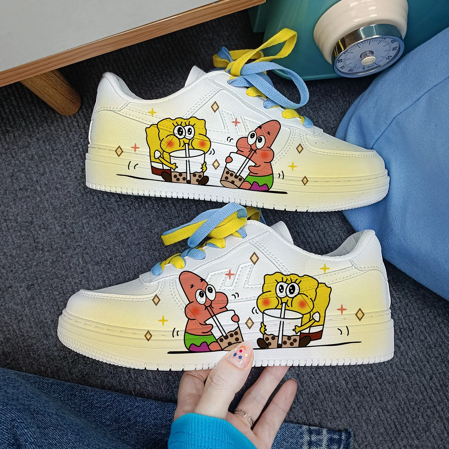 Original  cartoon SpongeBob SquarePants princess cute Casual shoes soft sports shoes for girlfriend gift EU size 35-44