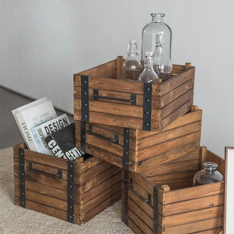 

Wooden box storage box Solid wood old teak finishing box
