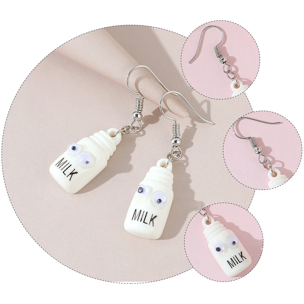 1 زوج الأبيض زجاجة الحليب الأقراط هندسية استرخى النساء الأذن ترصيع الأزياء والمجوهرات ديكور للاستخدام اليومي