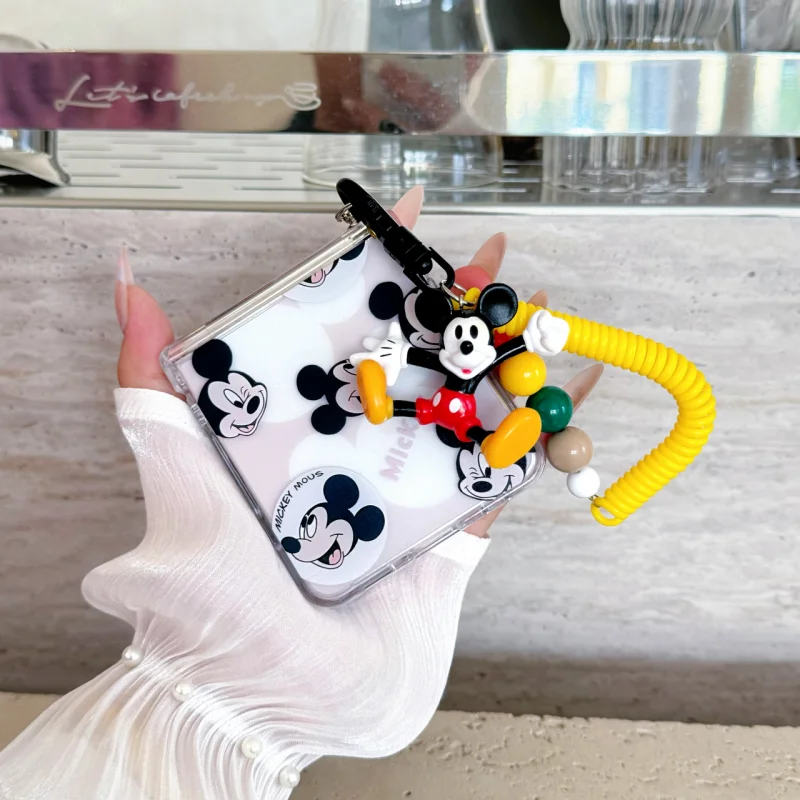 حافظة هاتف ديزني ميكي ماوس أصلية لهاتف سامسونج جالاكسي ZFlip 3 4 5 6 7 zflip3/4/5/6/7 FE z لعبة قابلة للطي غطاء مقاوم للصدمات