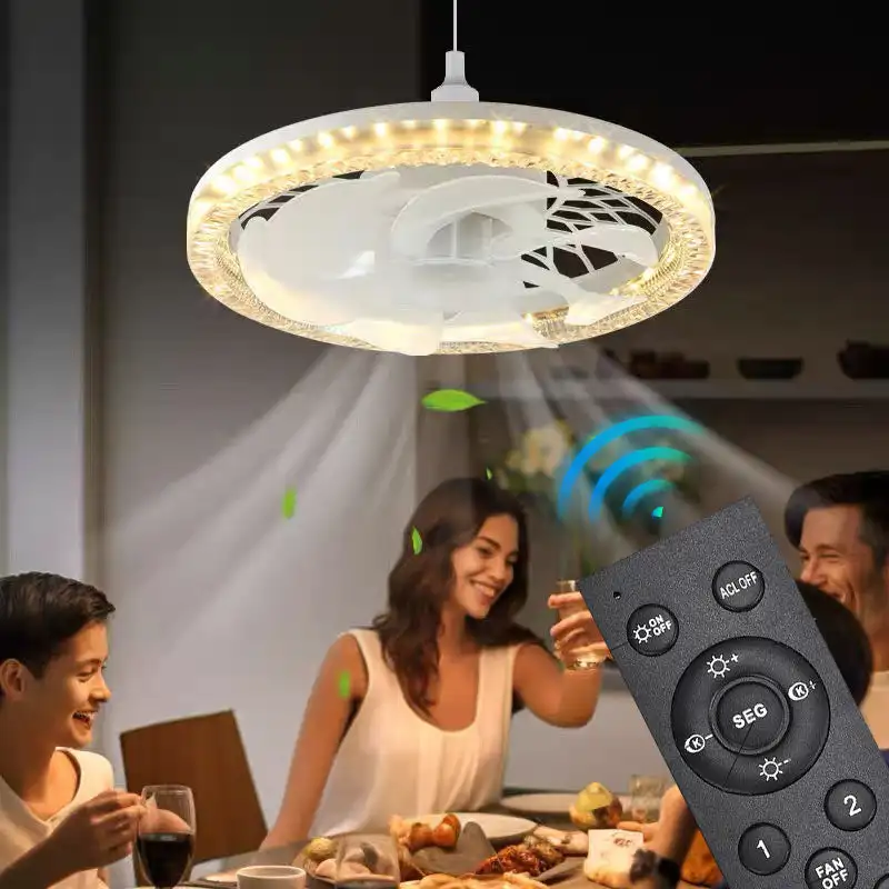 2-in-1 Mute Adjustable Fan Light with Remote Control Modern and Simple Home Intelligent Remote Control Restaurant LED Fan Light