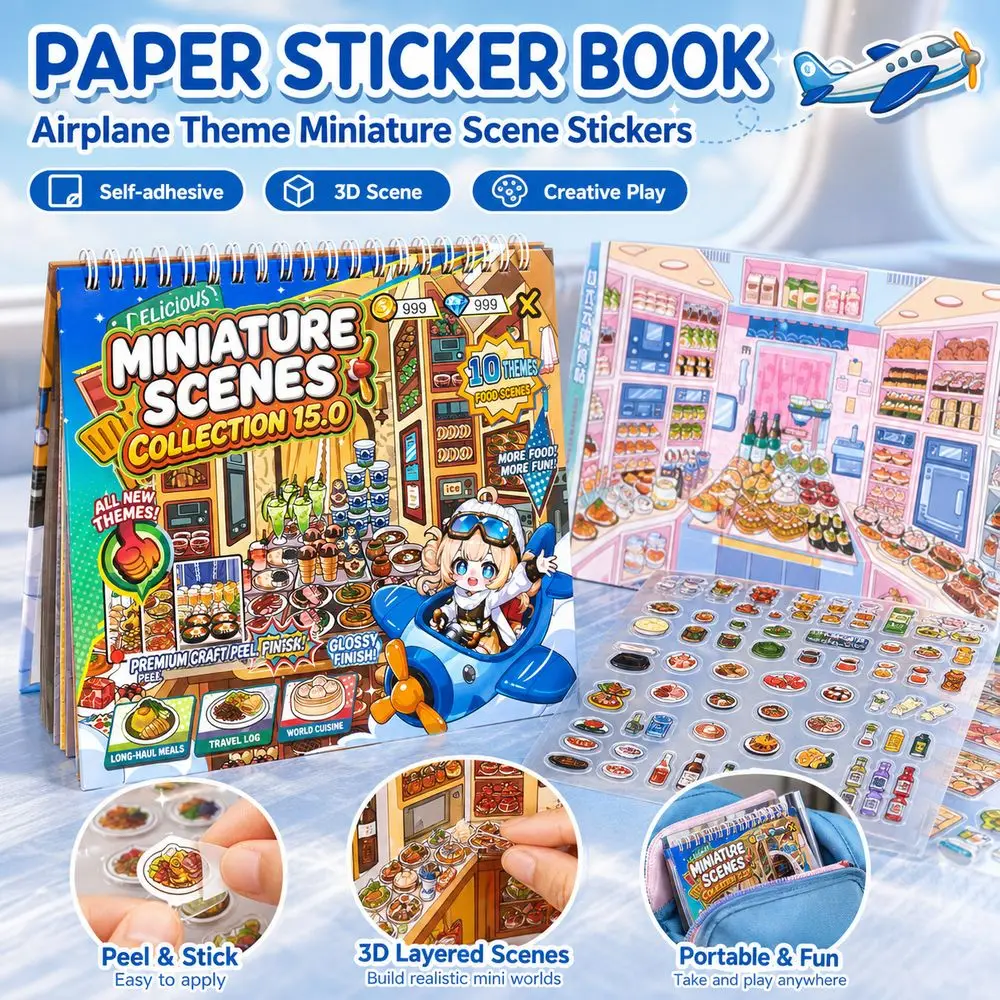 Paper Sticker Book Self Adhesive Cooking Theme Miniature Scene Stickers Creative DIY Crafts Miniature Scene Sticker