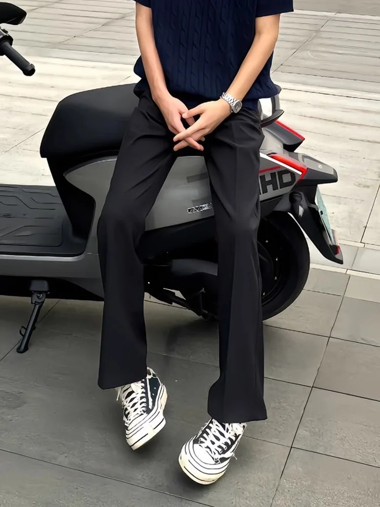 

Bla Ice Silk Men's Summer Thin Straight Leg Pants Drapey Cool Feeling Cleanfit Trousers Casual Long Pants Cotton Polyester ...
