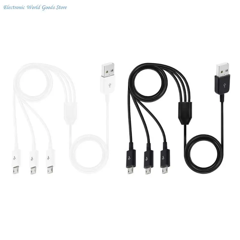 A3PD Lightweight 3 in 1 Charging Cable 1m Multiple Cord USB to Micro USB Splitter Cord Simultaneous Charging Cable