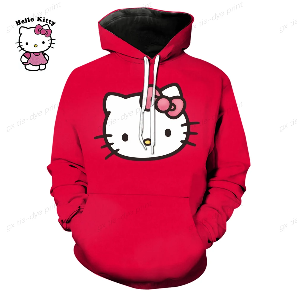 Y2k Hello Kitty Print Hoodies Women Men Hip Hop Zipper Long Sleeve Jacket Coats Autumn Harajuku Casual Loose Hooded Sweatshirt