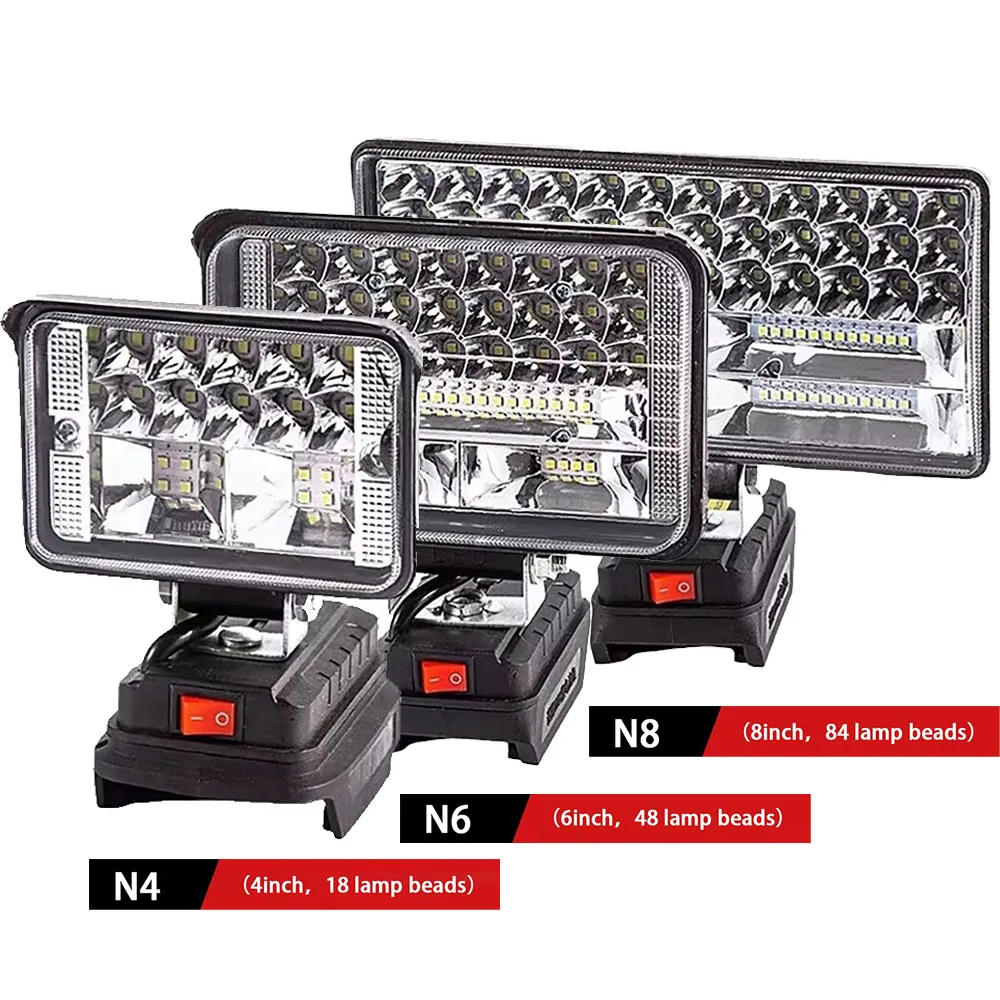 4/6/8 Inch Flashlight Portable Emergency  Lamp Camping Lamp Outdoor Work Handheld Emergency Tool Light 18V Li-ion Makita Battery