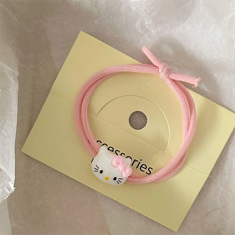 Schattige Cartoon Kt Kat Haar Touw Voor Vrouwen Meisjes Zoete Haaraccessoires Veelzijdige Hoge Elastische Rubberen Band Kinderen Hoofd Touw Geschenken