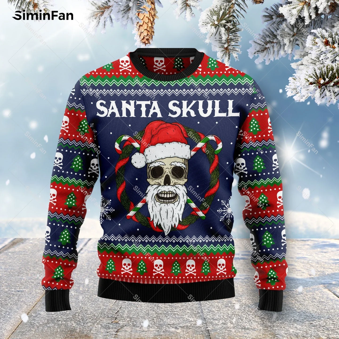 Skull Scary Ugly Christmas Sweater 3D All Over Printed Men Pullover Casual Sweatshirt Long Sleeve Shirts Coat Unisex Streetwear