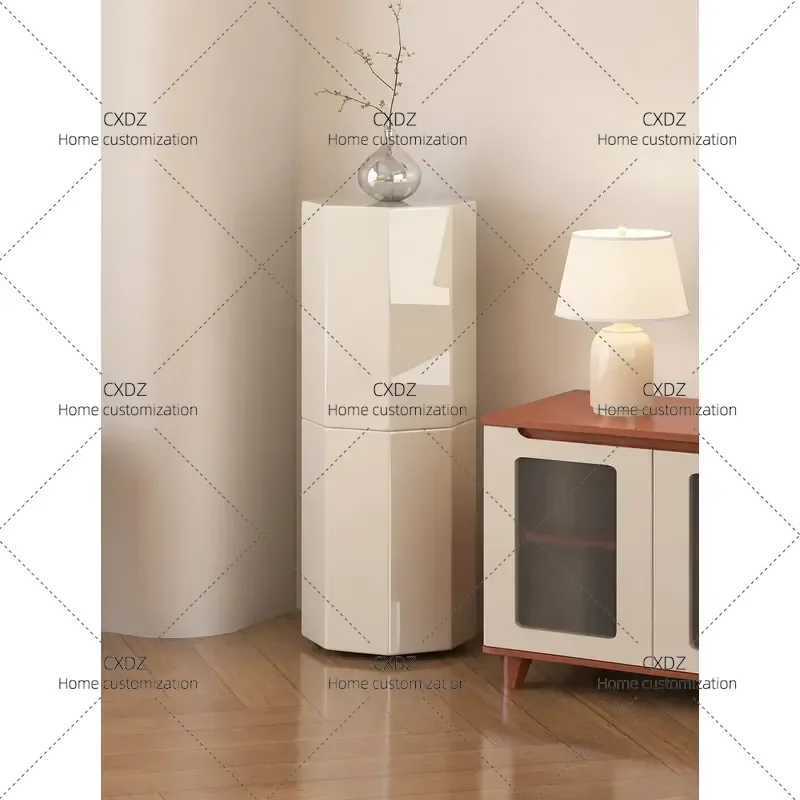 Rotating Octagonal Shoe Cabinet Small Narrow Entryway Storage Cream Style Space Saving Large Capacity Vertical Shoe Rack for