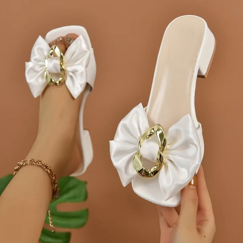 Sommerliche, trendige Designer-Sandalen mit Schleife für Damen, modische, lässige Pantoletten mit eckigem Absatz, 2026 neue elegante Party-High-Heels für Damen – Detail 20