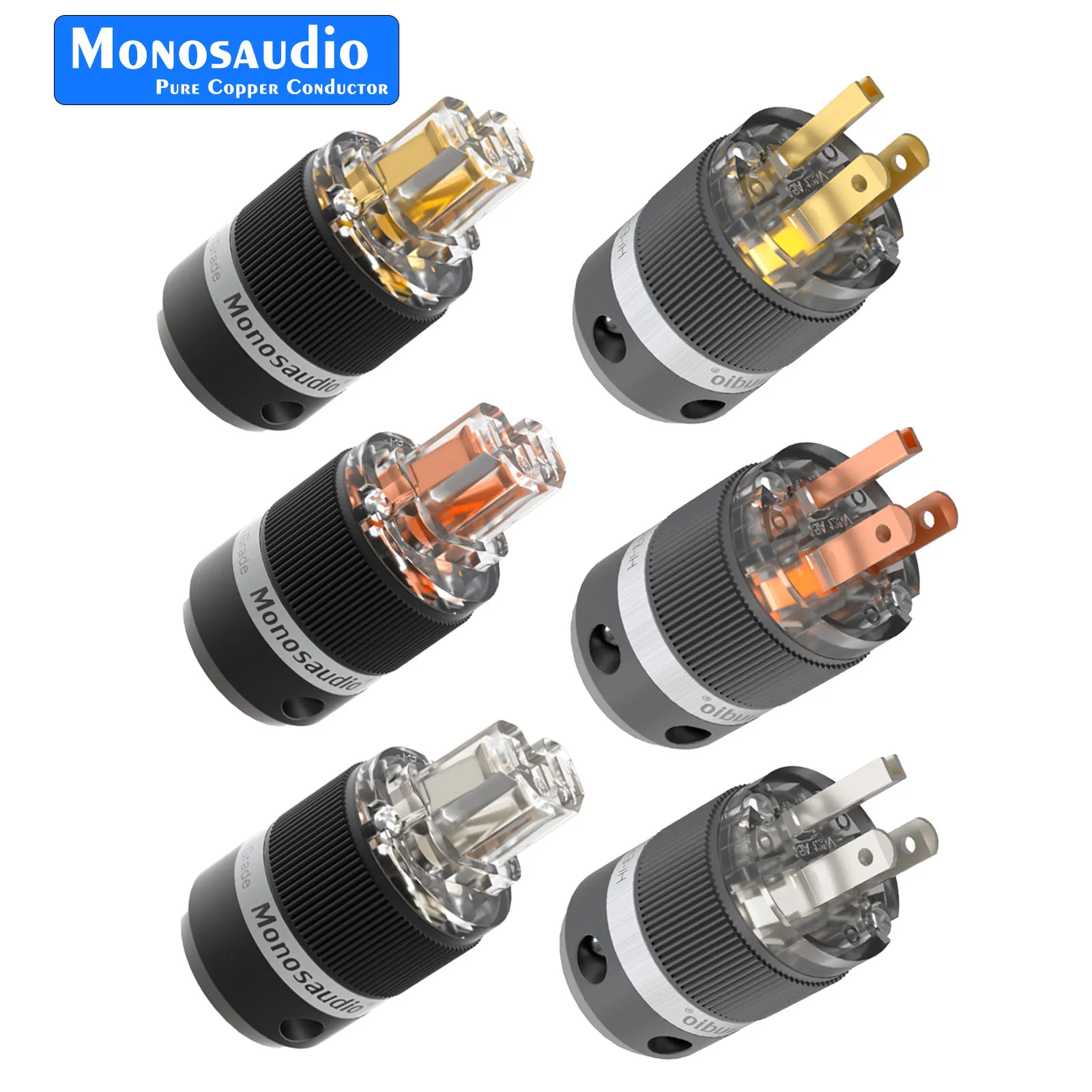 Monosaudio MF101 النحاس النقي 24k الذهب/الروديوم مطلي الولايات المتحدة قابس طاقة الصوت موصل الطاقة IEC320 أنثى التوصيل لتقوم بها بنفسك كابل سلك الطاقة