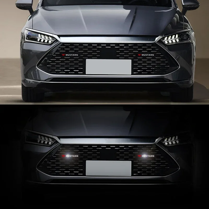 Car LED Front Hood Grille Emblem Badge Decorative Light For Ford Mustang spoiler Shelby GT 350 500 Cobra e Focus 2 3 MK3 Styling