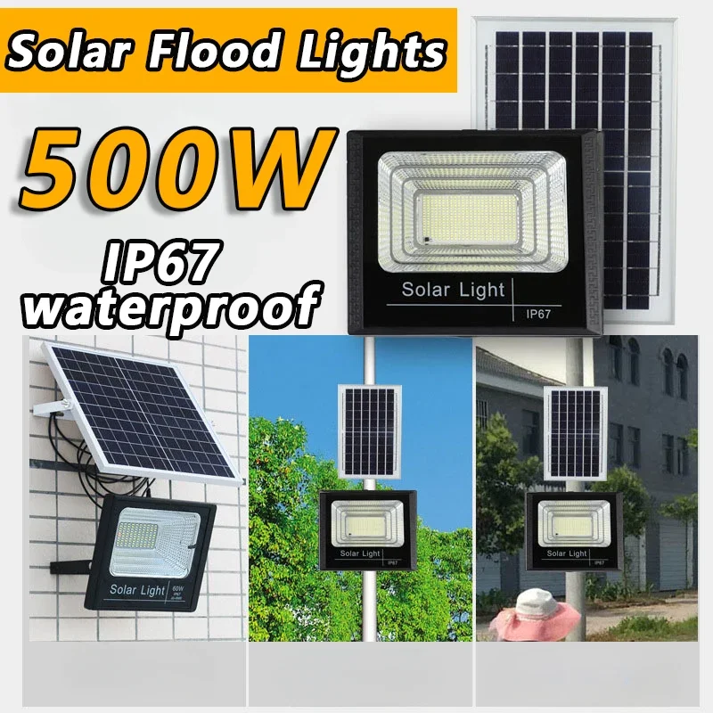 Solar Flood Lights 50w 100w 200w 300w 500w LED Solar Powered Spotlight Outdoor Waterproof Reflector Solar z pilotem zdalnego sterowania