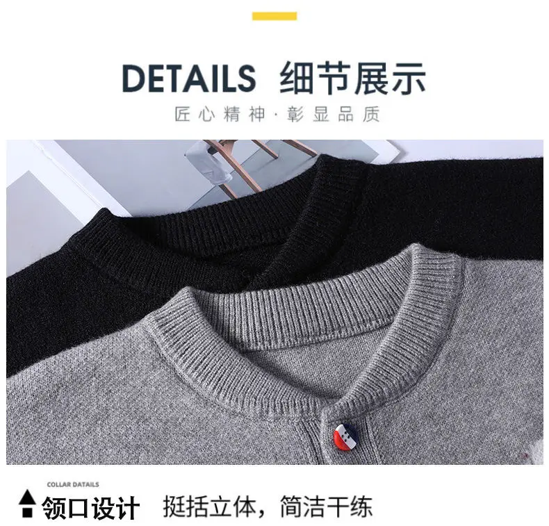 Neuer Herren-Strickpullover mit Rundhalsausschnitt und langen Ärmeln, bestickt, luxuriöse Marke, weiche Strickjacke für den Herbst, trendige Freizeitkleidung für Herren – Detail 9