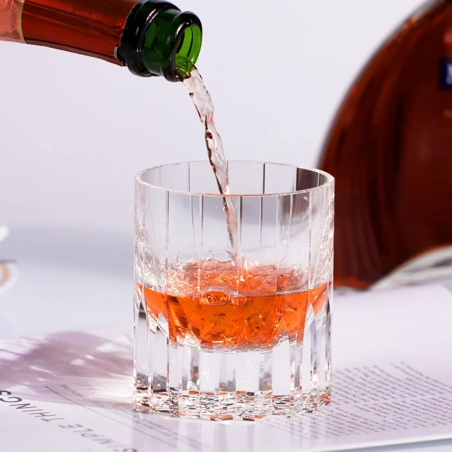 مجموعة نظارات ويسكي كريستالية مكونة من قطعتين، نظارات عصرية قديمة سعة 7.27 أونصة بدون جذع، نظارات كوكتيل بيضاء منفوخة يدويًا، هدايا خطوبة لـ