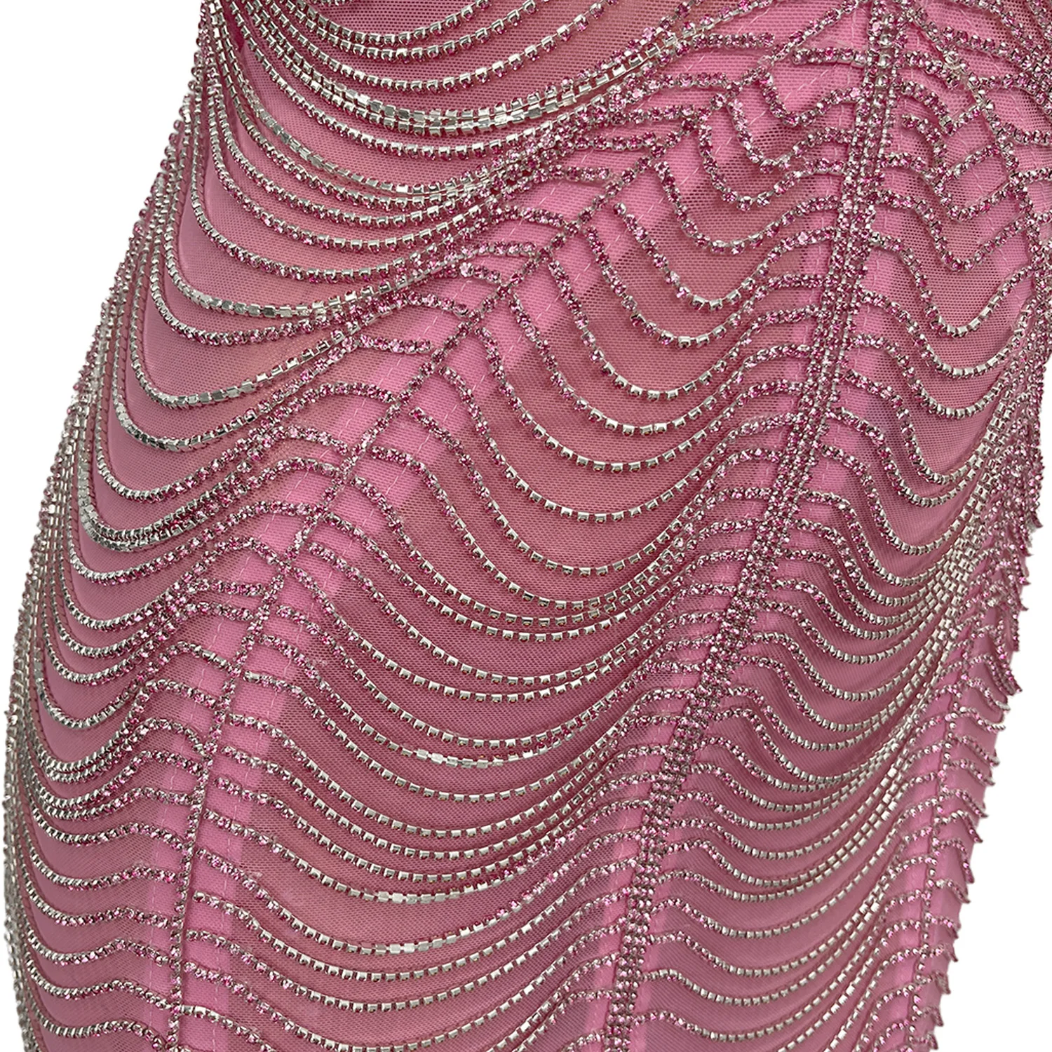 Luxuriöses rosa Strass-Kettenkleid, sexy rückenfreies kurzes Kleid für Frauen, Geburtstag, Abend, Abschlussball, Feiern, Kleid Xingzhi