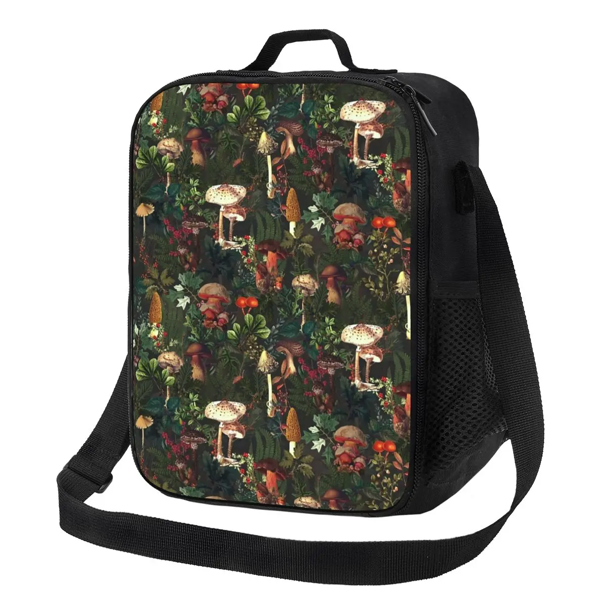 Custom Vintage Night Mushrooms Insulated Lunch Bag for Women Botanical Forest Cooler Thermal Bento Box Beach Camping Travel