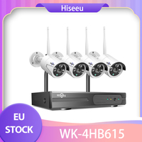 Hiseeu Wireless Security Camera System with 10CH NVR, One-Way Audio, 4Pcs 5MP Outdoor/Indoor WiFi Surveillance Cameras, HD Video