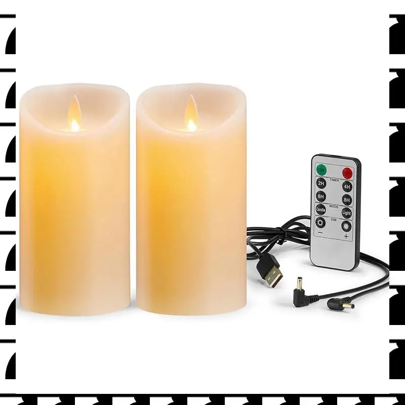

A44U LED Flickering Flameless Candles,Rechargeable Candle,Real Wax Candles With Remote Control,Electronic Waving Lamp