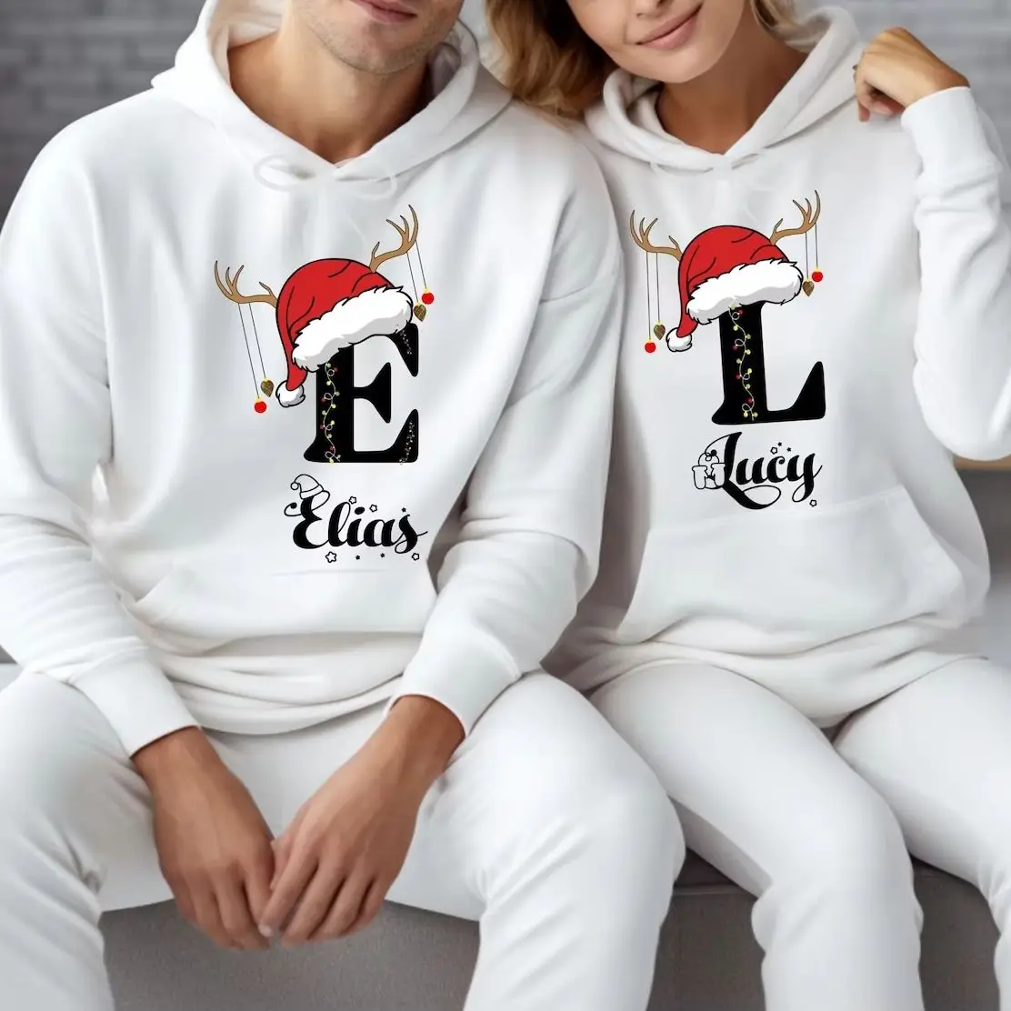 Custom Family Christmas Name Sweatshirt Unisex Personalized Photo Logo Text Christmas Cheering Outfits for Festival Holloween