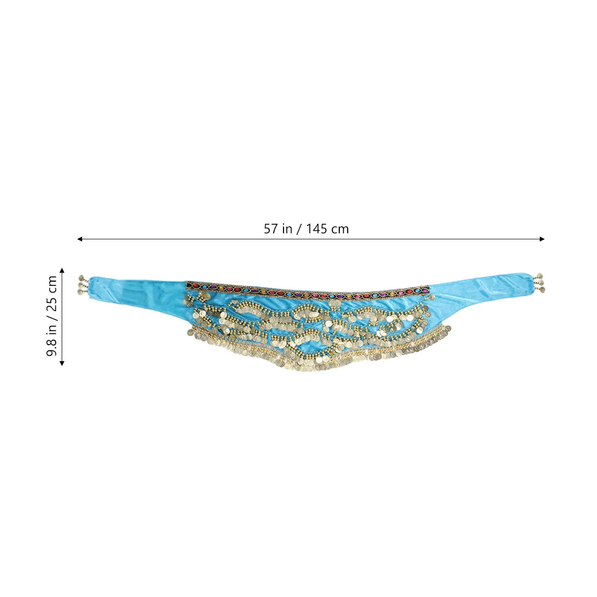 

Belly Dance Hip Scarf Blue Decorated Diamonds Coins Lightweight Elegant Practice Performance Women Ladies Girls