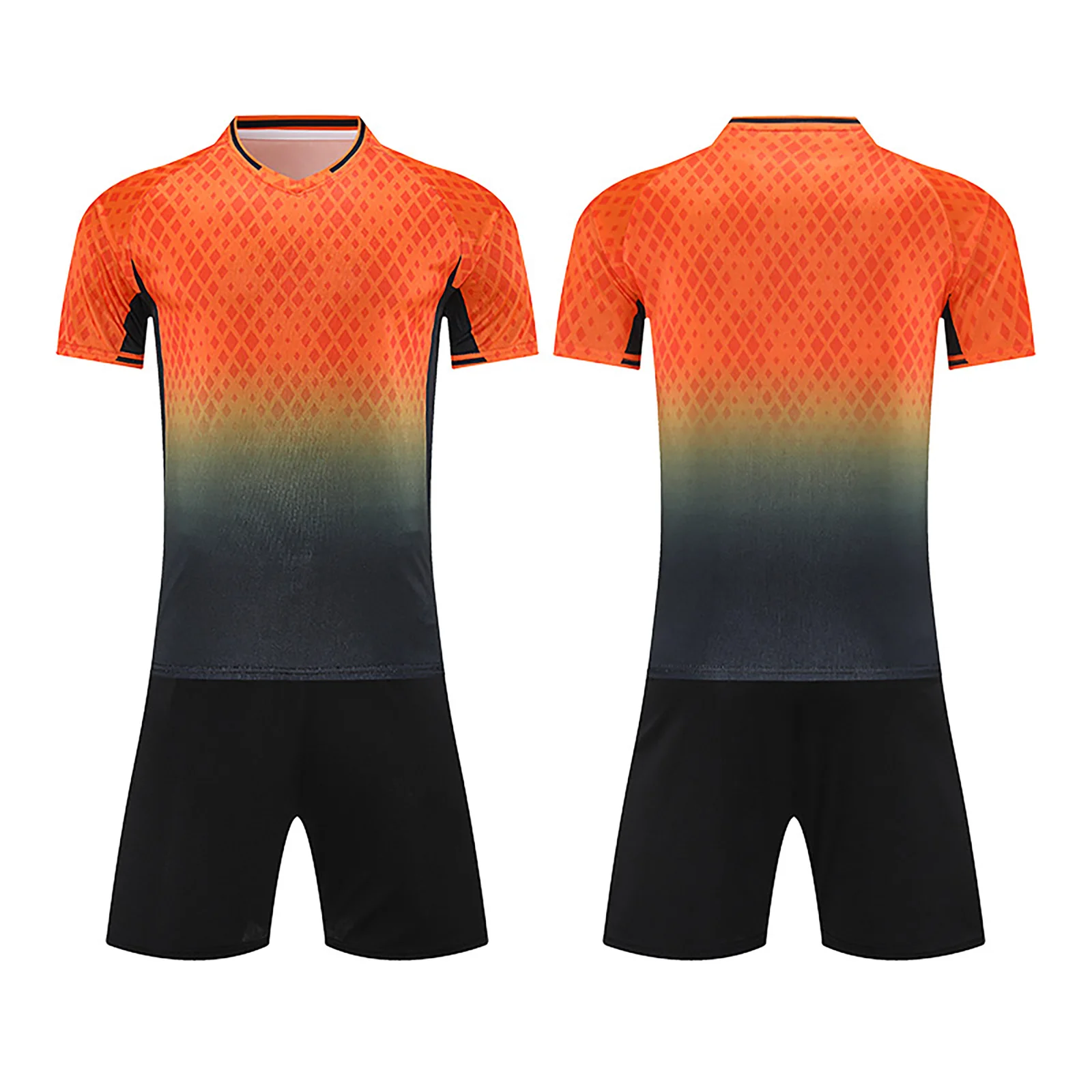 

Kids Boy Stretchy Soccer Uniform Football Sports Training Workouts Outfit V-Neck Short Sleeve T-shirt with Pockets Shorts Outfit