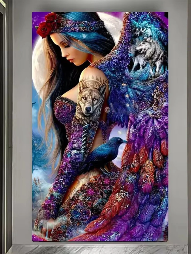 Angel and Wolves Large Diamond Paintings Fantastic,Vibrant, New Arrivals Mosaic Full Diamond Art Embroidery Kits Holiday Gift