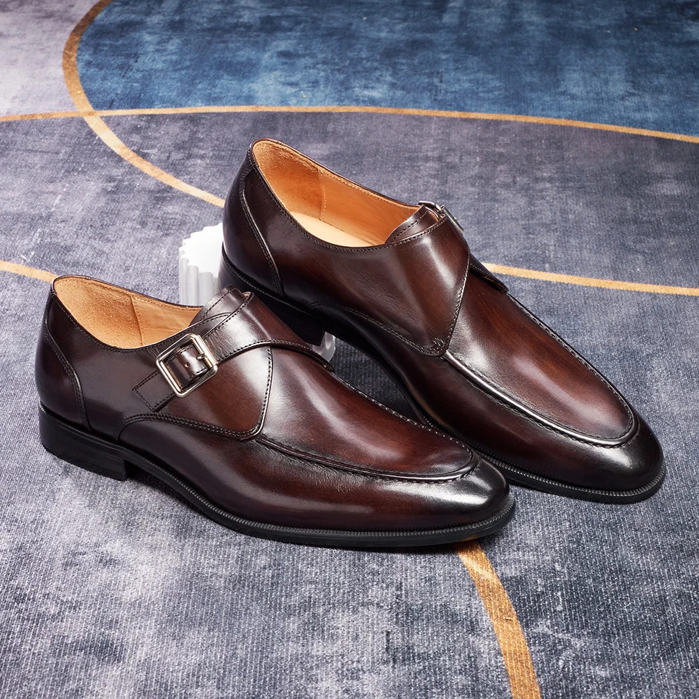 

Мужские туфли-монки из натуральной кожи, классические деловые туфли с одной пряжкой, для свадьбы и торжественных мероприятий