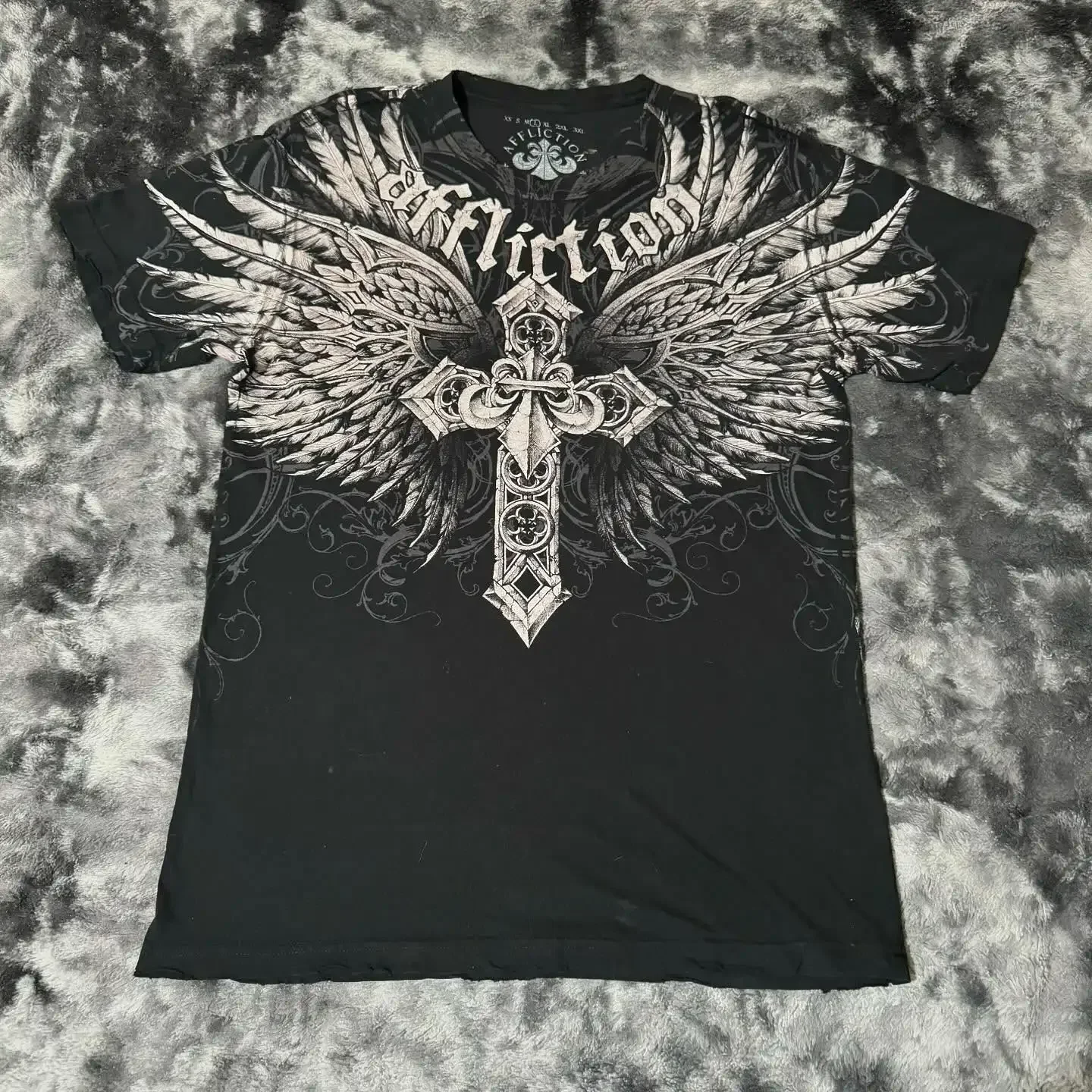 Y2k New Affliction T-shirt American Vintage Wing Pattern Printed T-Shirt Men Hip Hop Gothic Harajuku Oversize Short Sleeve Tops