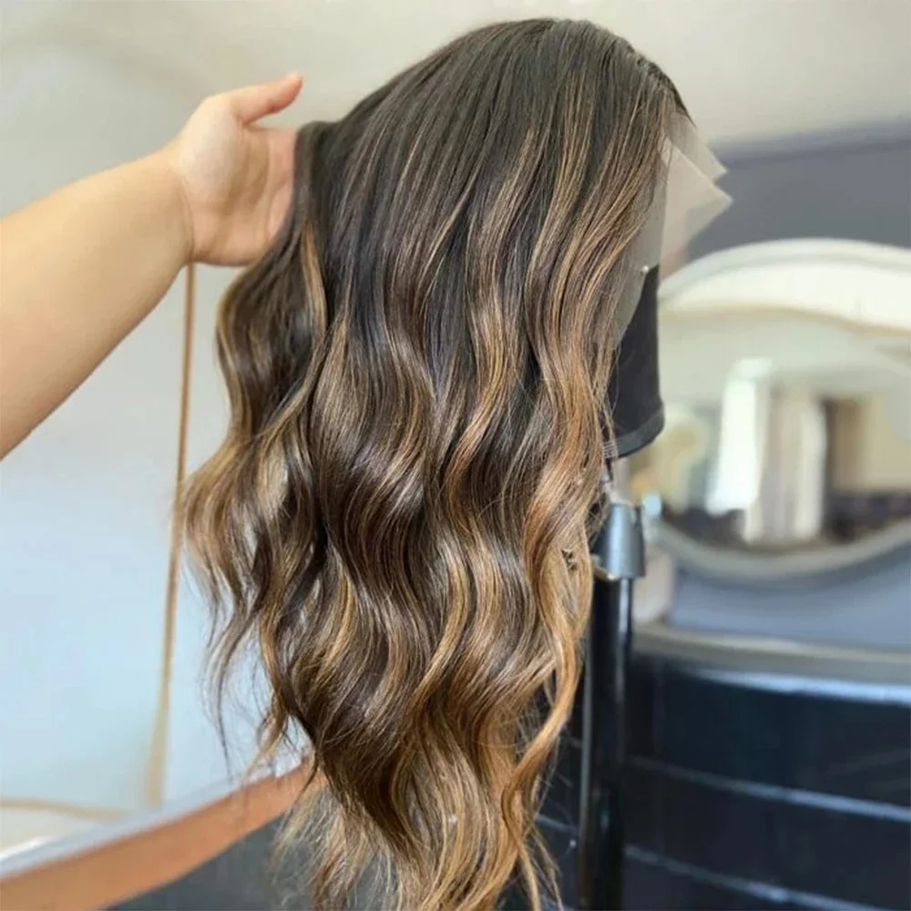 

Бесшовный парик из натуральных еврейских волос, 18 дюймов, с эффектом Body Wave, светло-русый с мелированием, на шелковой основе 5x5 с детским волосом и HD-кружевом, европейский стиль