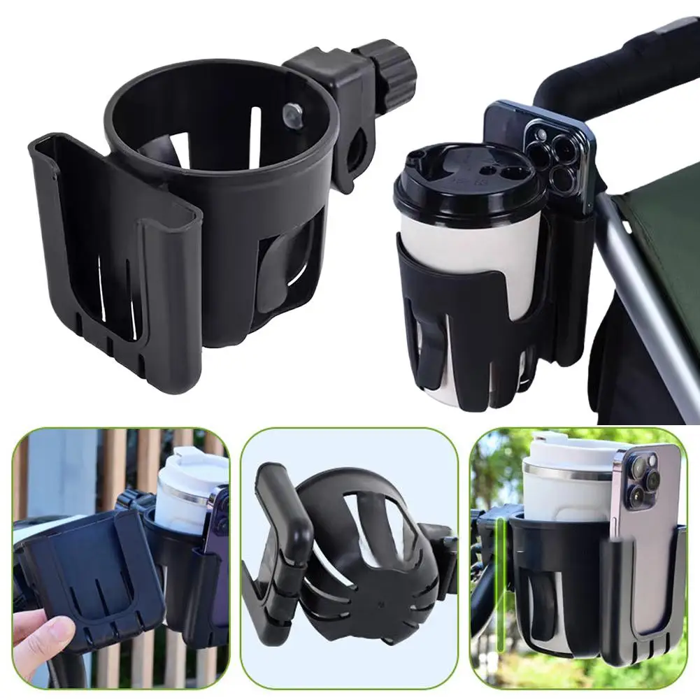 

for Wheelchair Stroller Accessories 2-in-1 Universal Stroller Water Cup Holder with Phone Holder Universal Bottle Holder