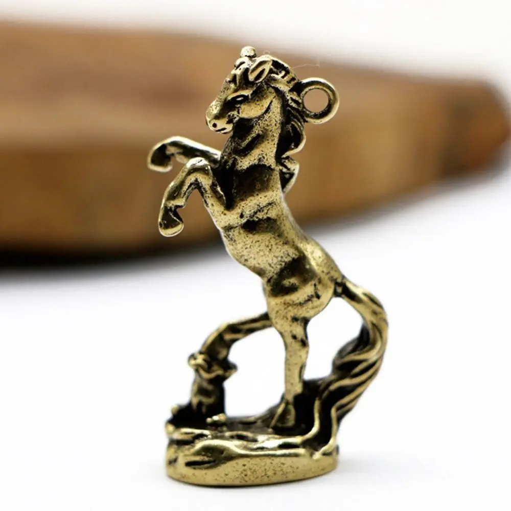 Brass Horse Step on Coins Lucky Statue Feng Shui Desk Ornament Zodiac Animal Figurines Miniatures Pure Copper Crafts Collections
