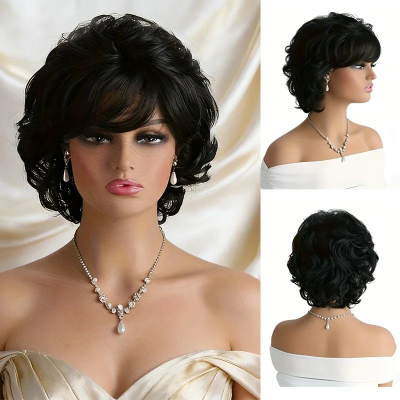 Synthetic Wigs for Women, Long Hair Lazy Hair Clips, Wig for Internet Celebrities, Black Straight Long Hair Half-Head Cap