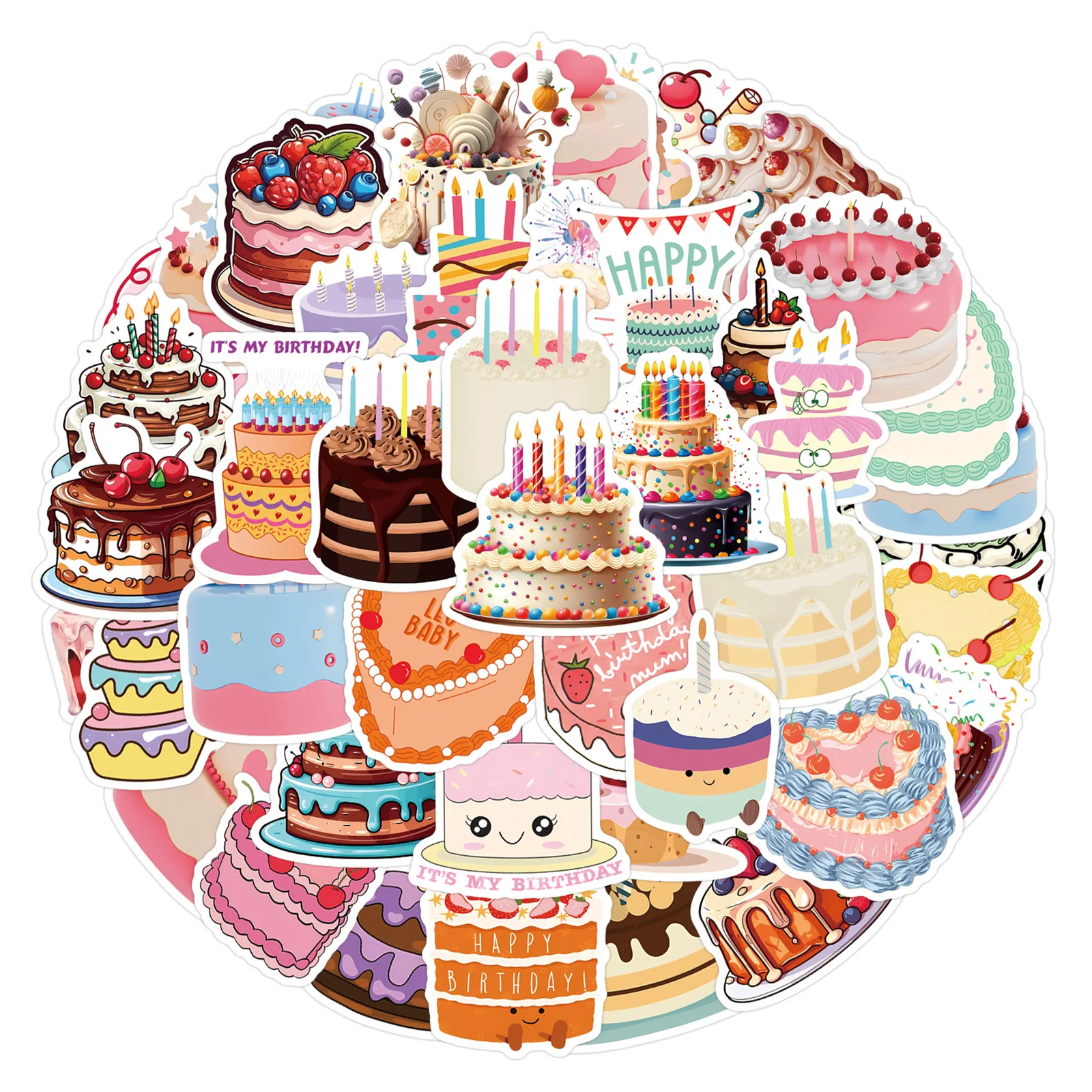 

10/30/55PCS Individuality Creative Birthday Cake Graffiti Stickers Cute Cake Decal Laptop Phone Cup Bike Guitar Classic Kid Toys