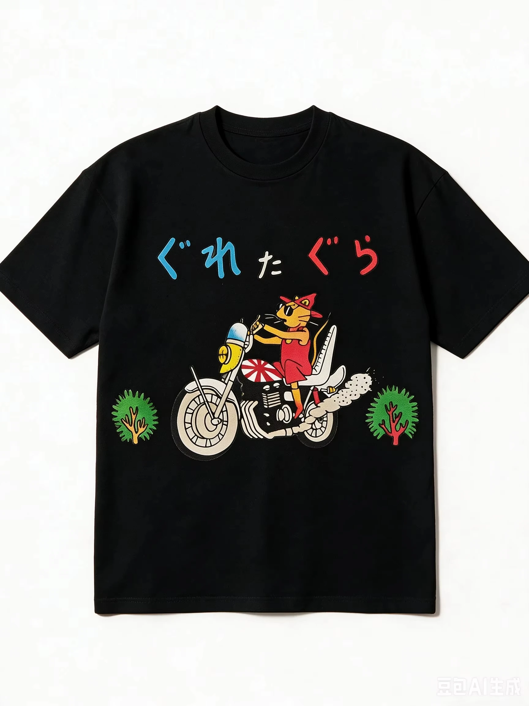2026 Unisex Cotton T Shirt Retro Cartoon Animal Rider Print Crew Neck Short Sleeve Casual Streetwear Graphic Tee for Men Women