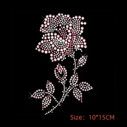 2 pz/lotto di colore rosa e bianco di disegno Del Fiore di pietra di cristallo di ferro sul design trasferimenti di strass di ferro hot fix strass motif appliques
