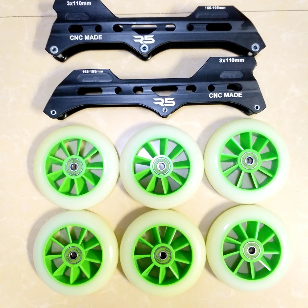 Free shipping speed skate frame 3x110 mm 3-wheel frame CNC made R5 frame