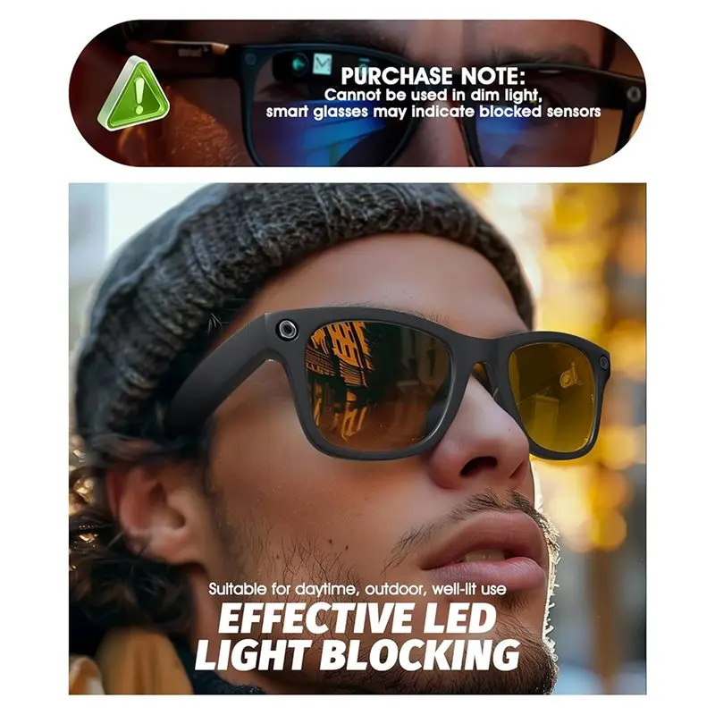 AB35-LED Light Cover For Meta Smart Glasses- 12-Pack Tempered Glass Replacement Parts