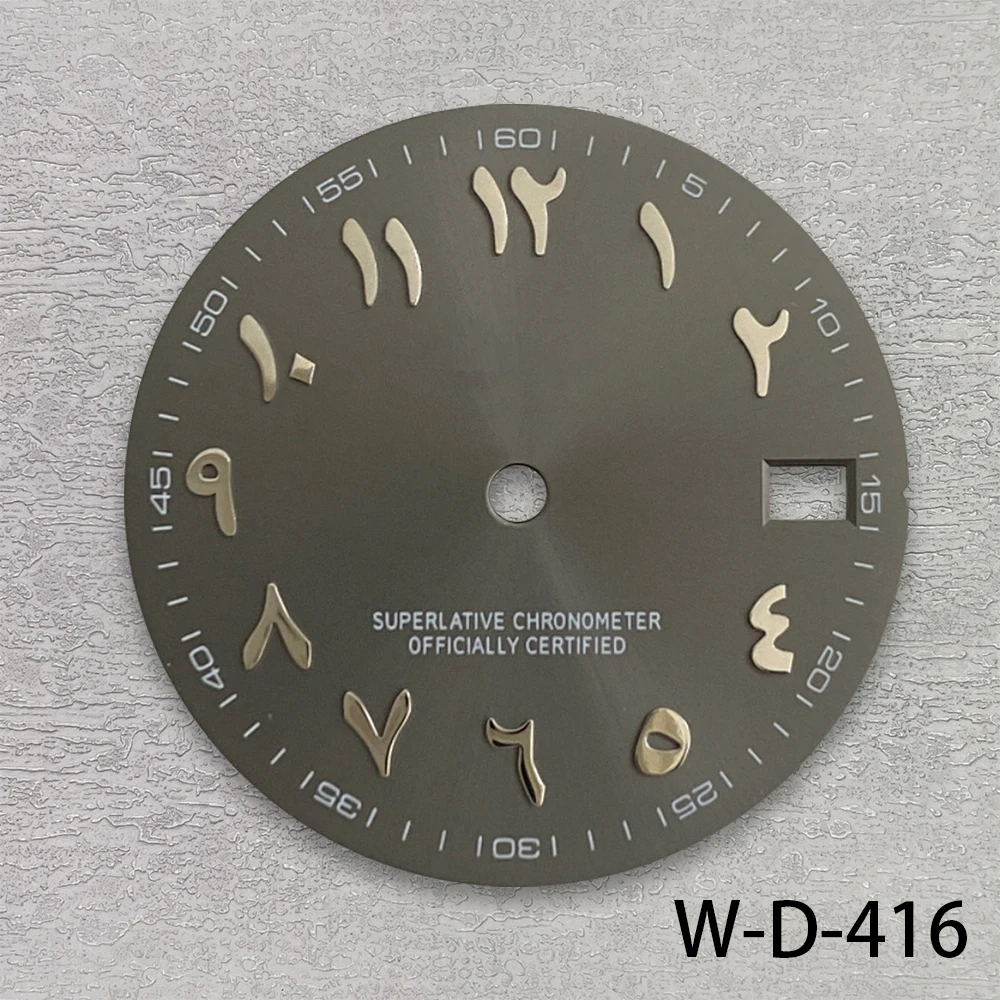28.5 مللي متر S شعار الطلب العربي صالح NH35/NH36 اليابانية الحركة التلقائية عالية الجودة أشعة الشمس ساعة مزدوجة تعديل الملحقات