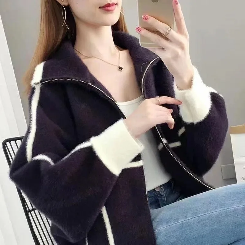 

Autumn and Winter Coat Women's Commuting Loose Top Casual Versatile Knitted Cardigan College Style