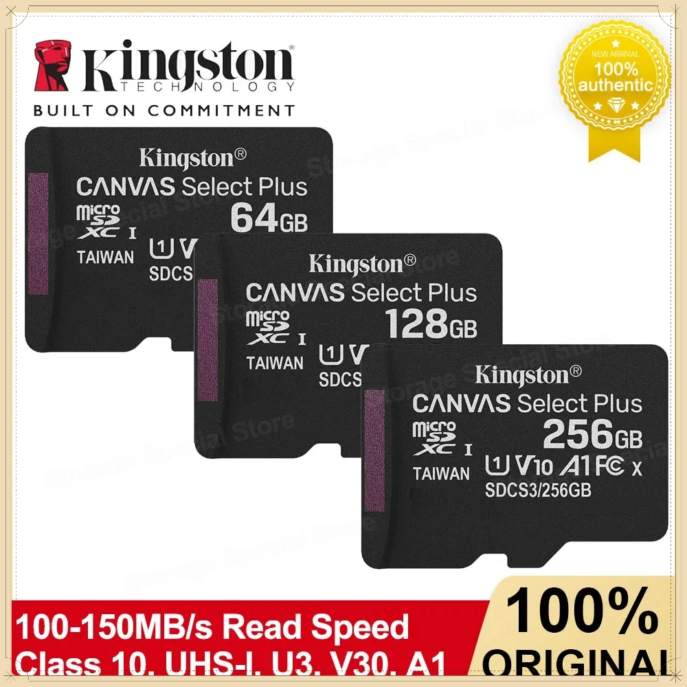 

Kingston MicroSD TF Card 64GB 128GB 256GB 512GB Flash Memory Card A1 V10 Original Storage Micro SD Cards for Phone/Tablet/Switch