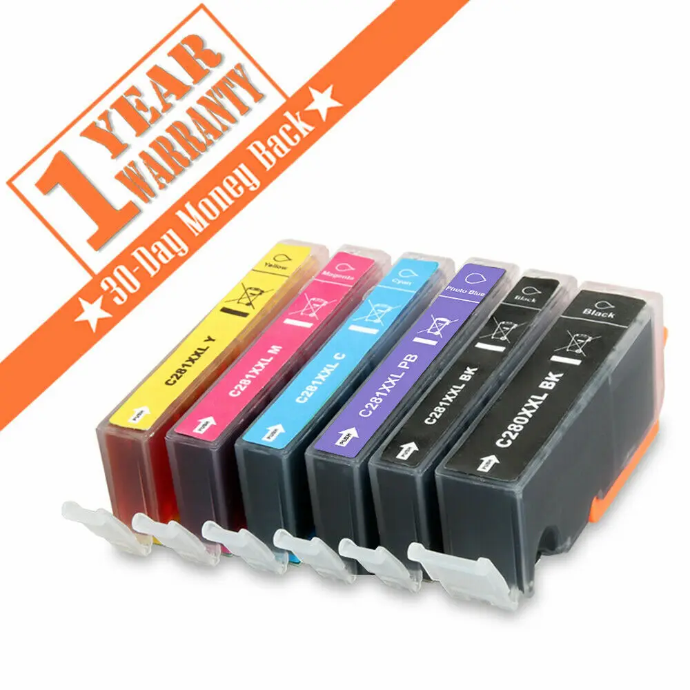 6PK PGI-280XXL CLI-281XXL Ink For Canon Pixma TS6120 TS9120 TS8120 TR7520 TR8520