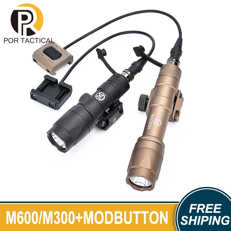 

WADSN Airsoft Tactical M600 M300 Weapon Flashlight M600C M300A White Hunting Scout LED Light With Modbutton Pressure Switch