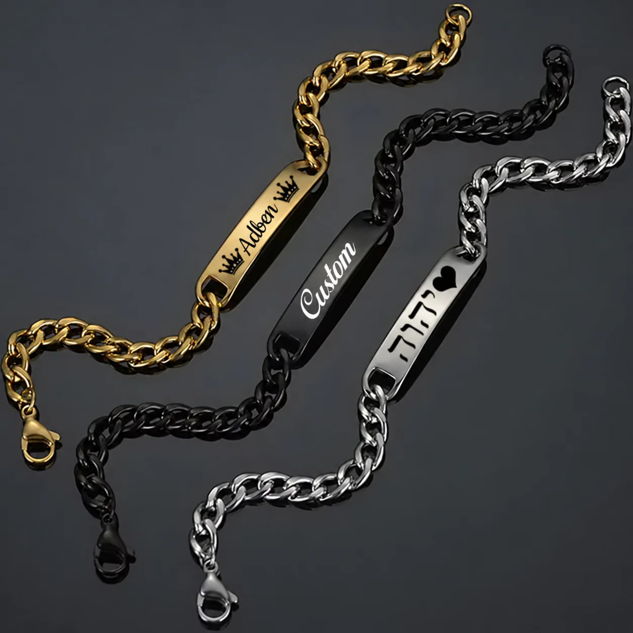 Custom Name & Text Plated Stainless Steel Bracelet, Fashion Personalized Custom Jewelry for Men & Women, Prefect Daily Accessory