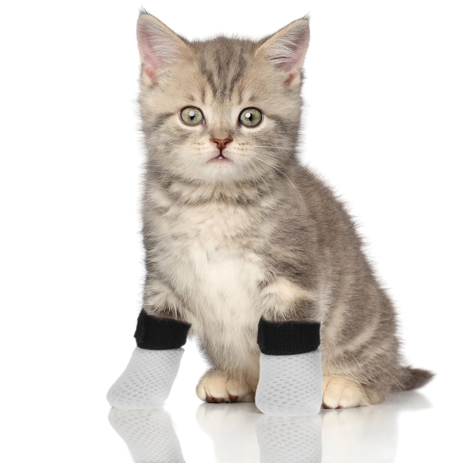 

4pcs Anti-Scratch Cat Shoes Adjustable Polyester Paw Covers For Bathing Feeding Medication Claw Protection Washable Reusable